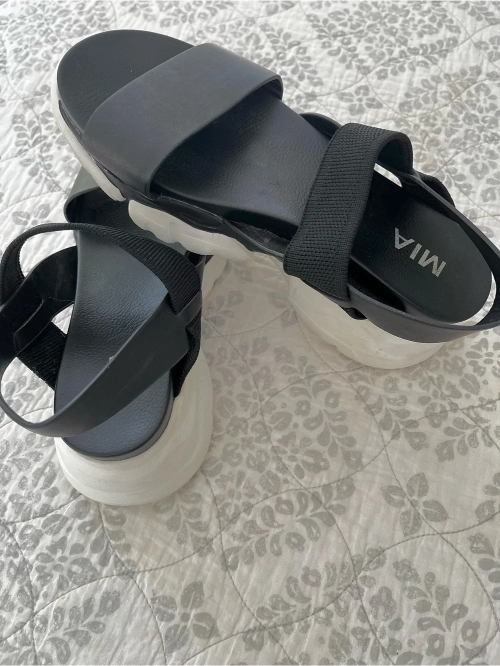8 MIA Black Platform Sandals with White Sole